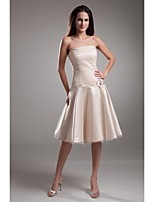Lanting Knee-length Stretch Satin Bridesmaid Dress - Champagne A-line Strapless