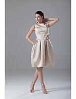 Lanting Knee-length Satin Bridesmaid Dress - Champagne Sheath/Column Off-the-shoulder