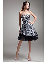 Lanting Asymmetrical Lace Bridesmaid Dress - Silver / Black A-line Strapless
