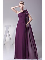 Lanting Floor-length Chiffon Bridesmaid Dress - Grape Ball Gown Notched
