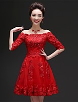 Knee-length Tulle Bridesmaid Dress-Ruby A-line Bateau