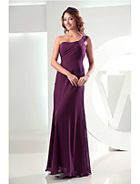 Floor-length Chiffon Bridesmaid Dress-Grape Sheath/Column One Shoulder