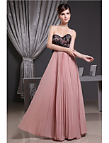 Floor-length Chiffon Bridesmaid Dress-Pearl Pink A-line Sweetheart