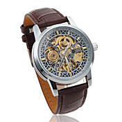 Montre Automatique avec Gravure pour Homme, En Cuir PU