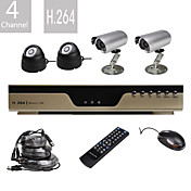 ultra bas prix 4 chanel CCTV DVR H.264 kit avec 4 caméras cmos nuit de vision