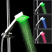 contemporaine chromé carré changeant de couleur conduit pomme de douche hanldheld
