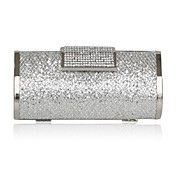 argent satiné avec sac de soirée en cristal / strass / embrayage
