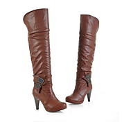 simili cuir talon bobine genou hautes bottes plate-forme du parti / chaussures de soirée avec des paillettes (plus de couleurs)