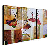 Peinture à l'huile réalisée à la main abstraite sur canevas tendu - Set de 3
