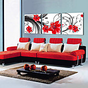 botanique horloge de mur de toile contemporaine 3pcs