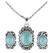 Rétro collier d'émeraude de style et boucles d'oreilles