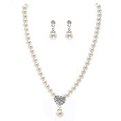 ivoire nacré deux pièces coeur mini-collier dames et ensemble de bijoux boucles d'oreilles (38 cm)