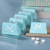 boîte bleue en forme de sac à main faveur - Pack de 12