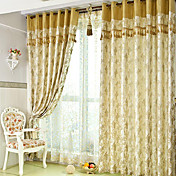 (deux panneaux) classique jacquard botanique rideau d'économie d'énergie