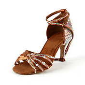 Femme satin / strass supérieur cheville Strap Chaussures de danse Salsa / Latin Avec Perle