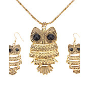 millésime bronze hibou bijoux de jeu des femmes (collier& boucles d'oreilles)