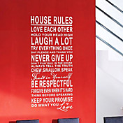 mots et citations murales règles autocollants de maison de décalcomanies murales lavables