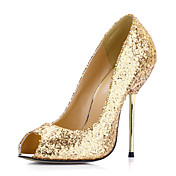 Élégant en similicuir Stiletto talon pompes peep toes avec Sequin Fête / Soirée Chaussures