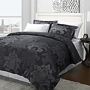 3 pièces azua fleur noir jacquard double / queen / housse de couette roi