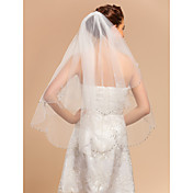 Wedding Veils Two-tier Fingertip Veil With Applique Edge