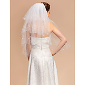 Belle Quatre niveaux voile de mariage coude avec bord de coupe