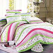 3 pièces motif floral piqué plein housse de couette coton