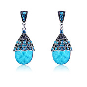 forme de goutte d'eau antiques vintages des boucles d'oreilles en argent des femmes (bleu)