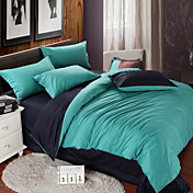 4-pièces imprimé housse de couette en coton vert et purplishblue mis