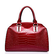 Nucelle rouge élégant en cuir de vache Crocodile à double usage fourre-tout