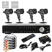4CH D1 H.264 en temps réel kit de vidéosurveillance de haute définition 600TVL DVR (4pcs étanches Jour Nuit caméras CMOS)