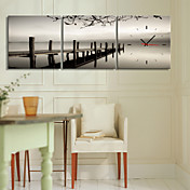 Horloge murale de style campagnard en toile 3pcs