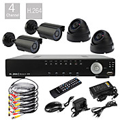 4CH D1 en temps réel kit de vidéosurveillance de haute définition H.264 DVR (4 600TVL Jour Nuit caméras CMOS)