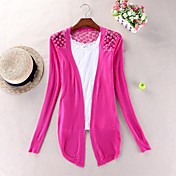 Dentelle Broderie Sheer Manteau de tricots pour femmes