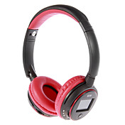 MP3 FM On-Ear Casque Bluetooth avec microphone, fente pour carte TF, l'écran LCD (rouge, noir)