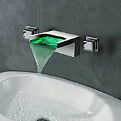 Contemporaines Cascade Wall Mount 3 couleurs LED Robinet lavabo