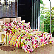 4-pièces moderne printemps floral housse de couette d'impression 100% coton de style