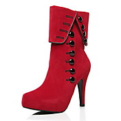 bottes chaussures talons de la mode pour femmes à talons les mi-mollet avec un seul bouton design poitrine
