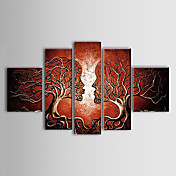 Peinture à l'huile réalisée à la main abstraite sur canevas tendu - Set de 5