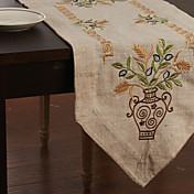 Traditionnels lin beige Chemins de table floral