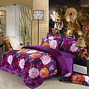 4 pièces Velvet Imprimé Violet housse de couette