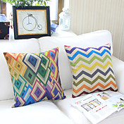 Lot de 2 coloré en coton / lin Coussin décoratif de la géométrie