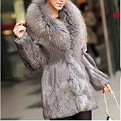 manches longues oreiller de fourrure de lapin parti / manteau occasionnel (plus de couleurs)