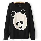 Col rond Panda modèle pull en tricot pour femmes