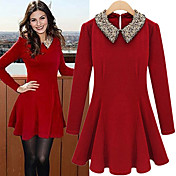 Élégant collier de poupée Sequins de citron Mer femmes de robe Slim à manches longues