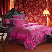 4 pièces 350TC Jacquard Floral Rose housse de couette