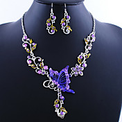 Alliage de papillon étonnant avec collier acrylique, boucles d'oreilles ensemble de bijoux (plus de couleurs)