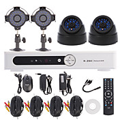 4CH Kit de vidéosurveillance de sécurité du système canaux H.264 DVR (x2 +2 pcs Dôme / Bullet caméras avec 1/3 Sony CCD CMOS)
