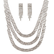 Alliage mode avec strass ensemble de bijoux comprenant le collier, boucles d'oreilles