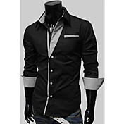 la mode à manches longues mince chemise de urun hommes (noir)