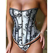 Sexy Coton Plastique Boned lacets de corset bustier et string Set polyester mélangés